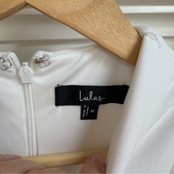 Lulus White Halter Tulip Mini Dress Medium NWOT Bridal - Picture 3 of 5